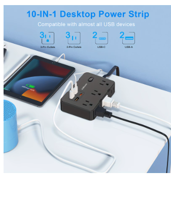 Smart Power Strip – Safely power 10 devices (Home & Office)